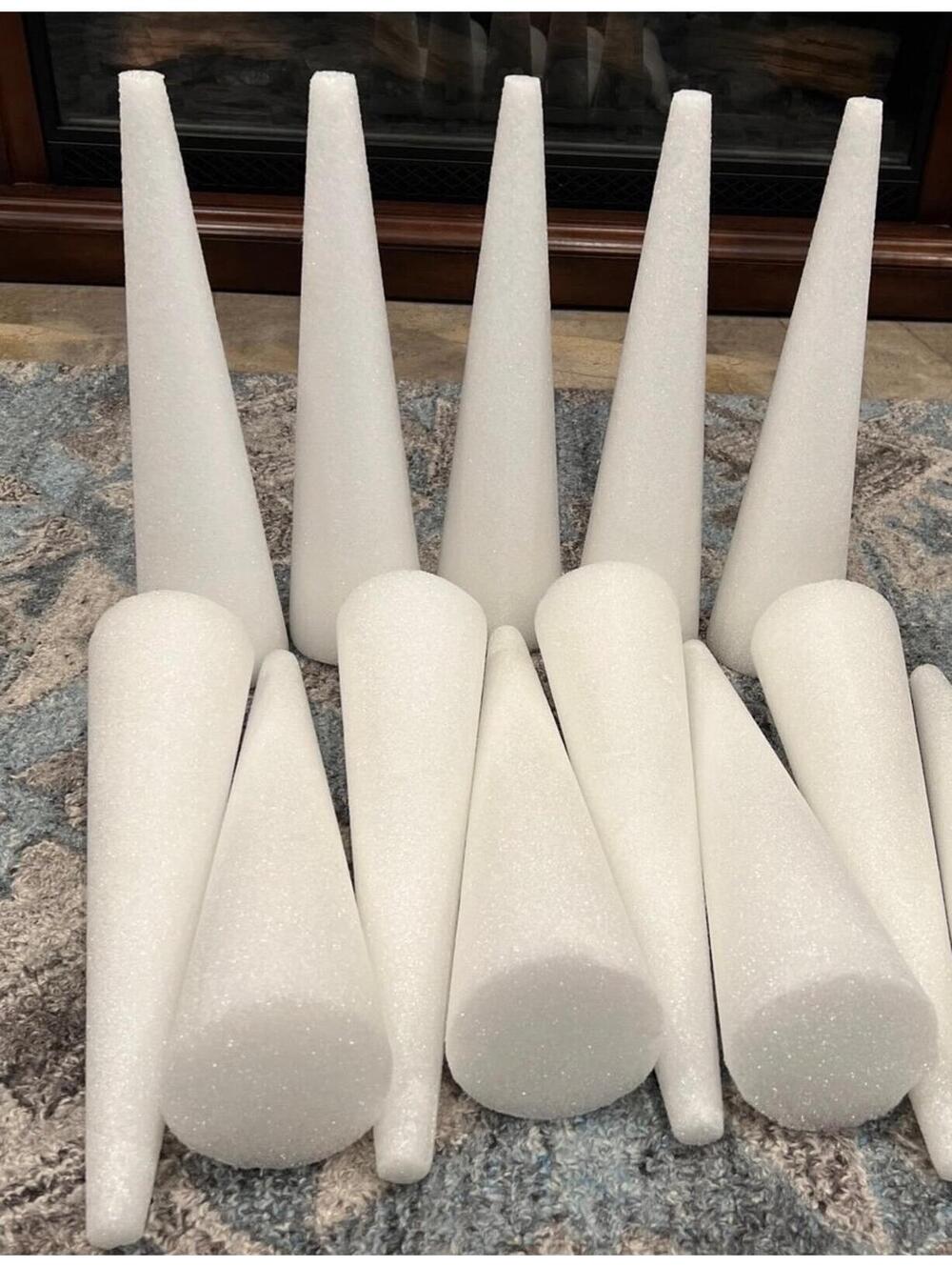 Set of 12 Floracraft white foam cones